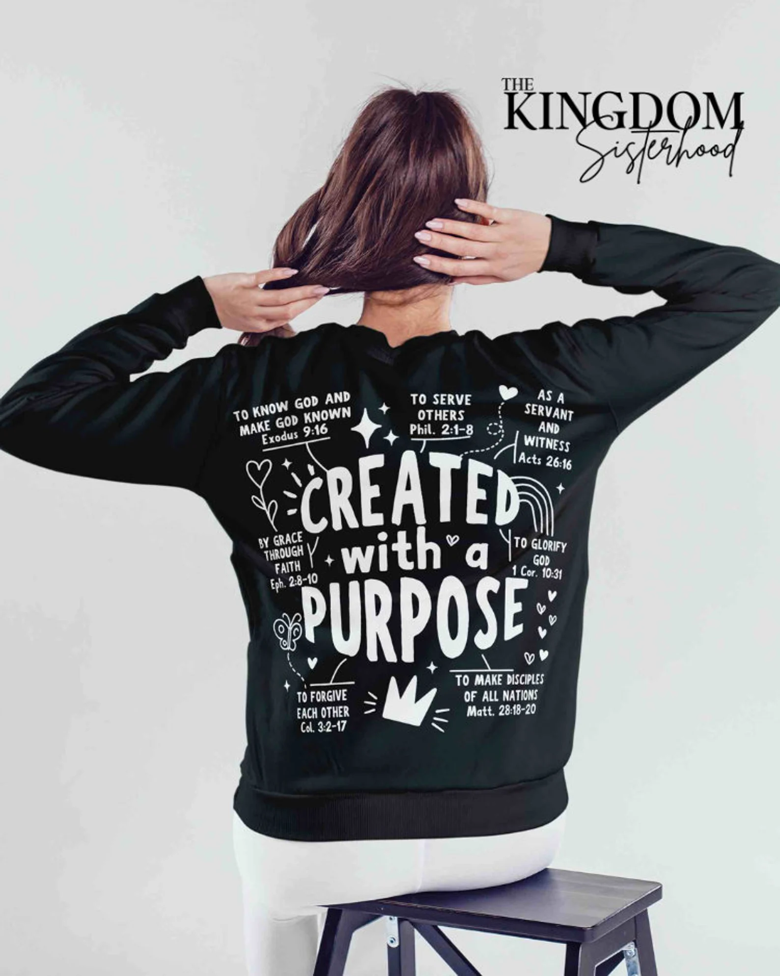 Created with a Purpose Premium Faith-Based Crewneck Sweatshirt