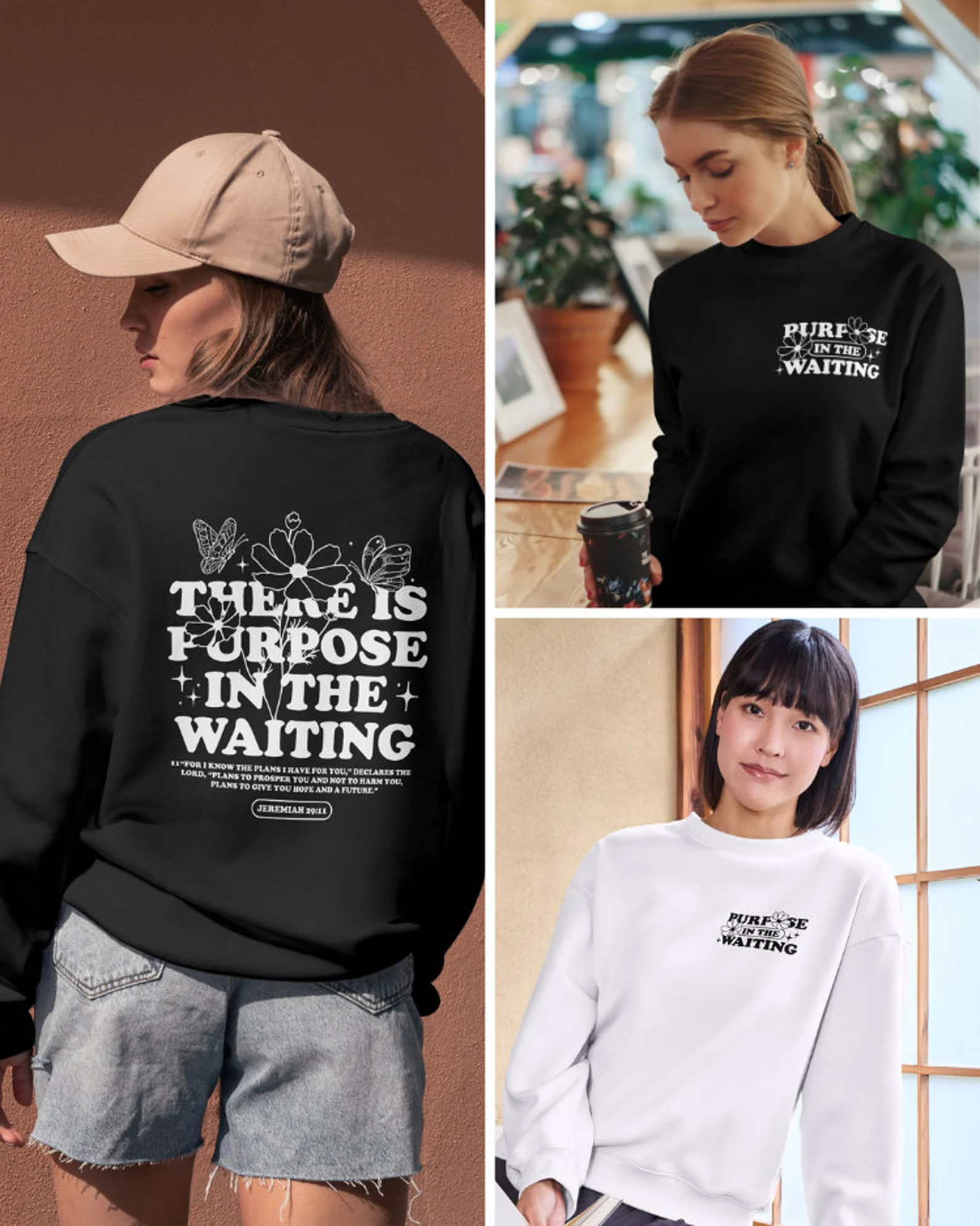 Purpose in the Waiting Premium Faith-Based Crewneck Sweatshirt - Image 2