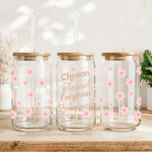 Chosen, Blessed, Forgiven, Redeemed 16 oz Glass Tumbler